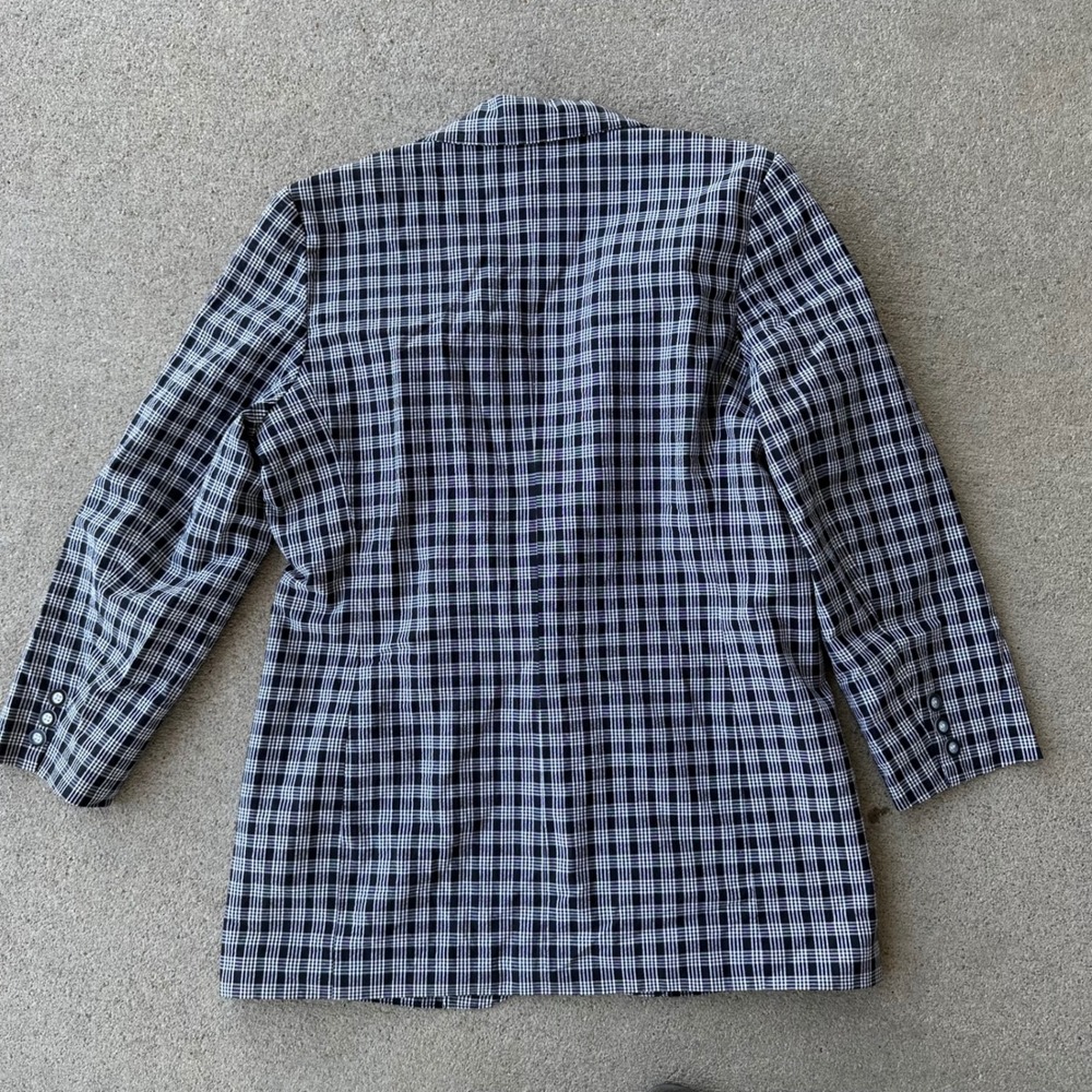 JHC Plaid Blazer Cotton Blend Career Casual Black White Size 8 - Picture 5 of 5